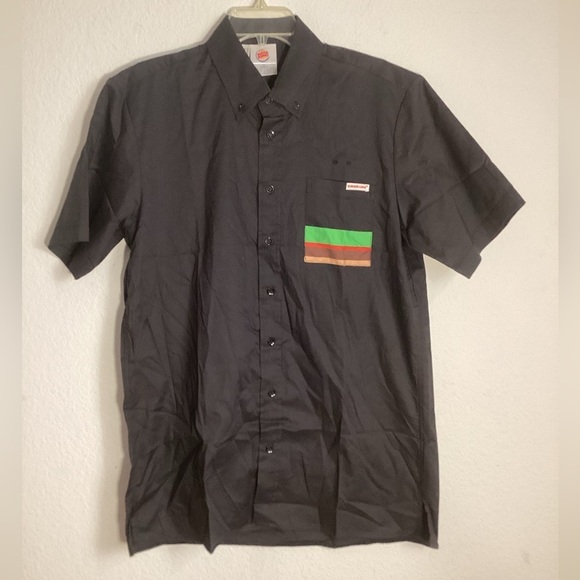 Official Burger King Manager Button Down Short Sleeves Shirt M employee - Picture 1 of 6
